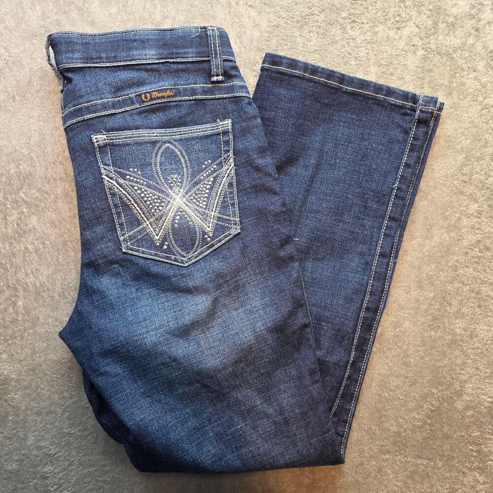 Wrangler Q-Baby Ultimate Riding Jeans Womens 9x30 Blue Dark Wash Bootcut